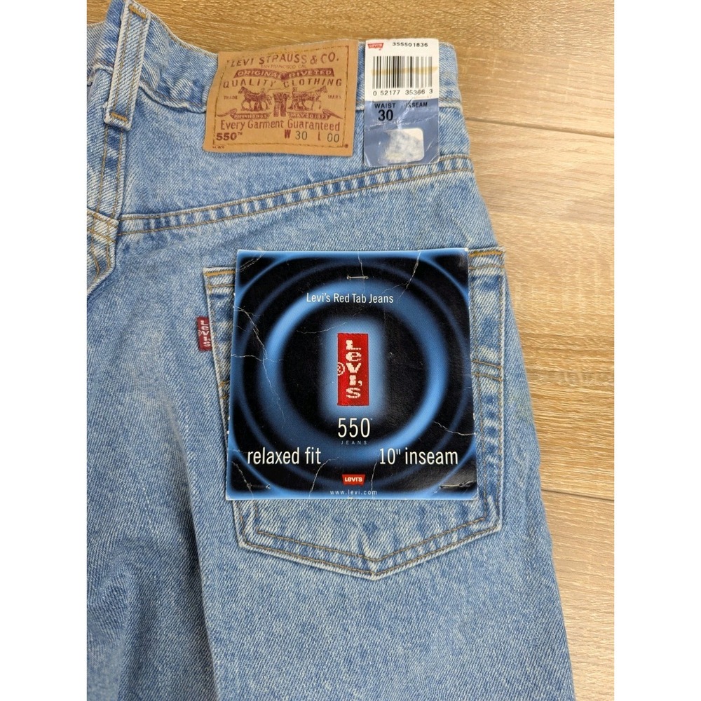Vintage Levis Shorts Mens 30 Blue Denim 550 Relaxed Fit Red Tab Y2K Deadstock